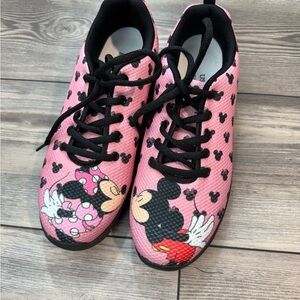 Disney Kissing Mickey and Minnie Mouse Sneakers Pink Women’s Size 7 Sneakers